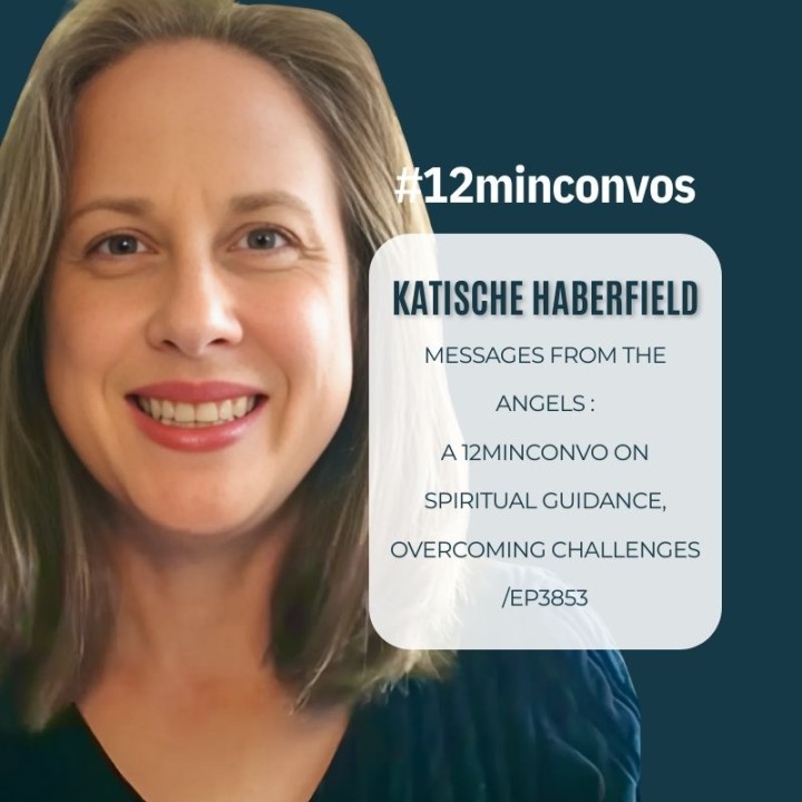 podcast cover with image of Katische Haberfield talking to Engle Jones about Angels and overcoming obstacles.